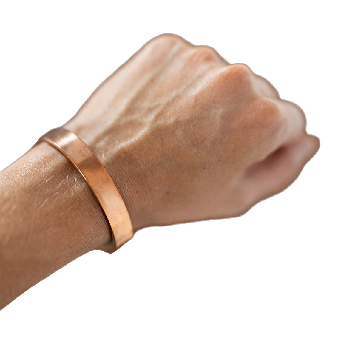 Kopero Copper Bracelet Smooth, on the wrist, product photo on a white background