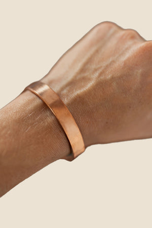 Kopero Copper Bracelet Smooth, on the wrist, product photo on a white background